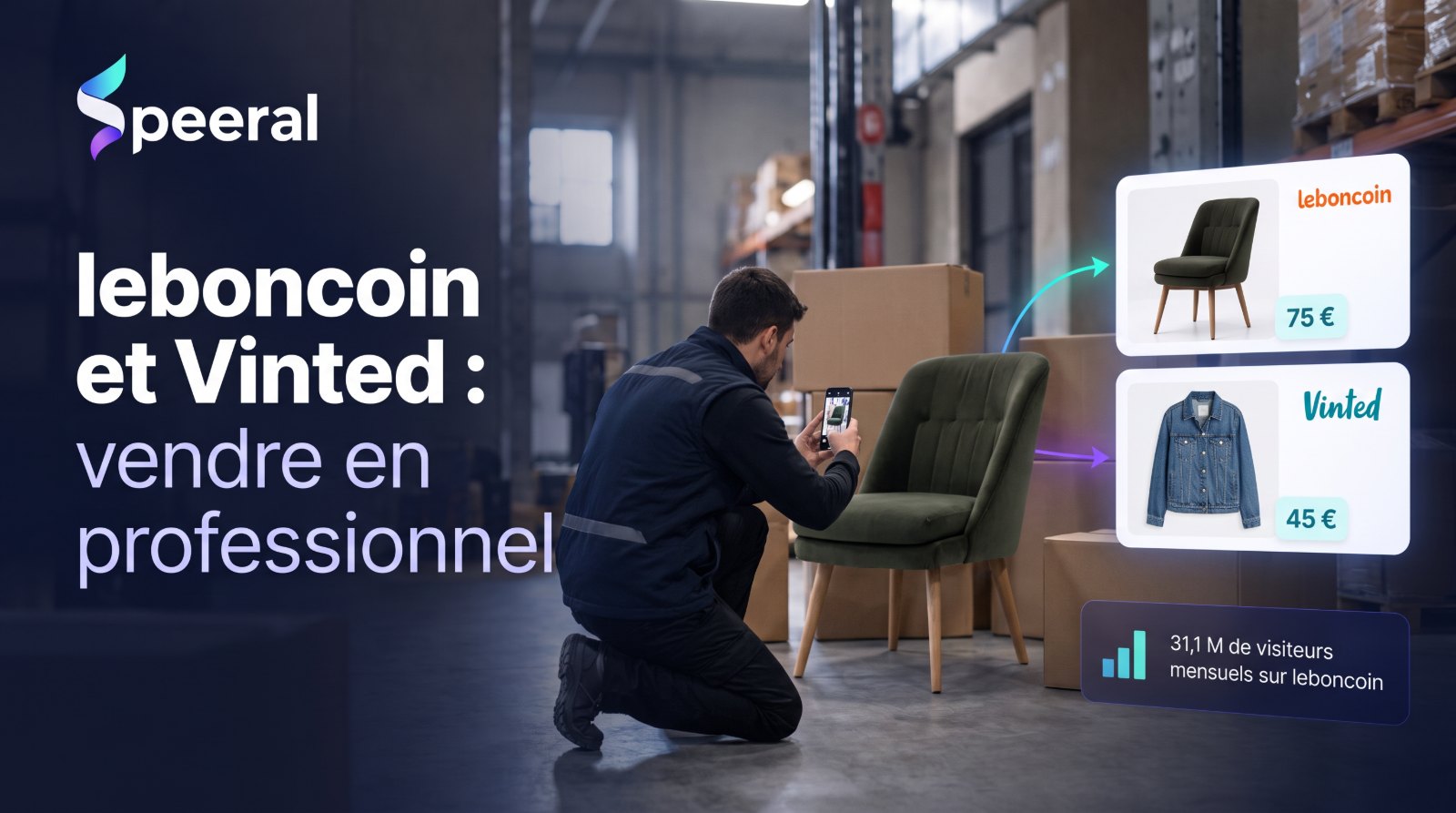 Vendre en professionnel sur leboncoin et Vinted : mise en vente d'un fauteuil et d'une veste sous la marque d'une enseigne